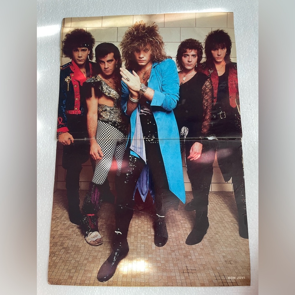 Vintage Bon Jovi centerfold with Blue and Black Accents